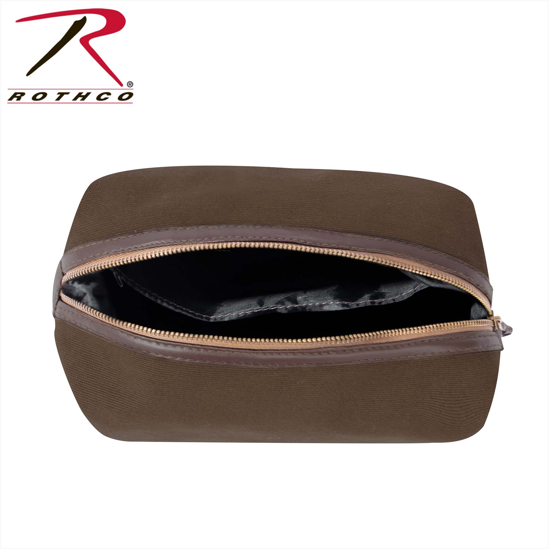Rothco Canvas & Leather Travel Kit Earth Brown - Vintage Style Toiletry Bag