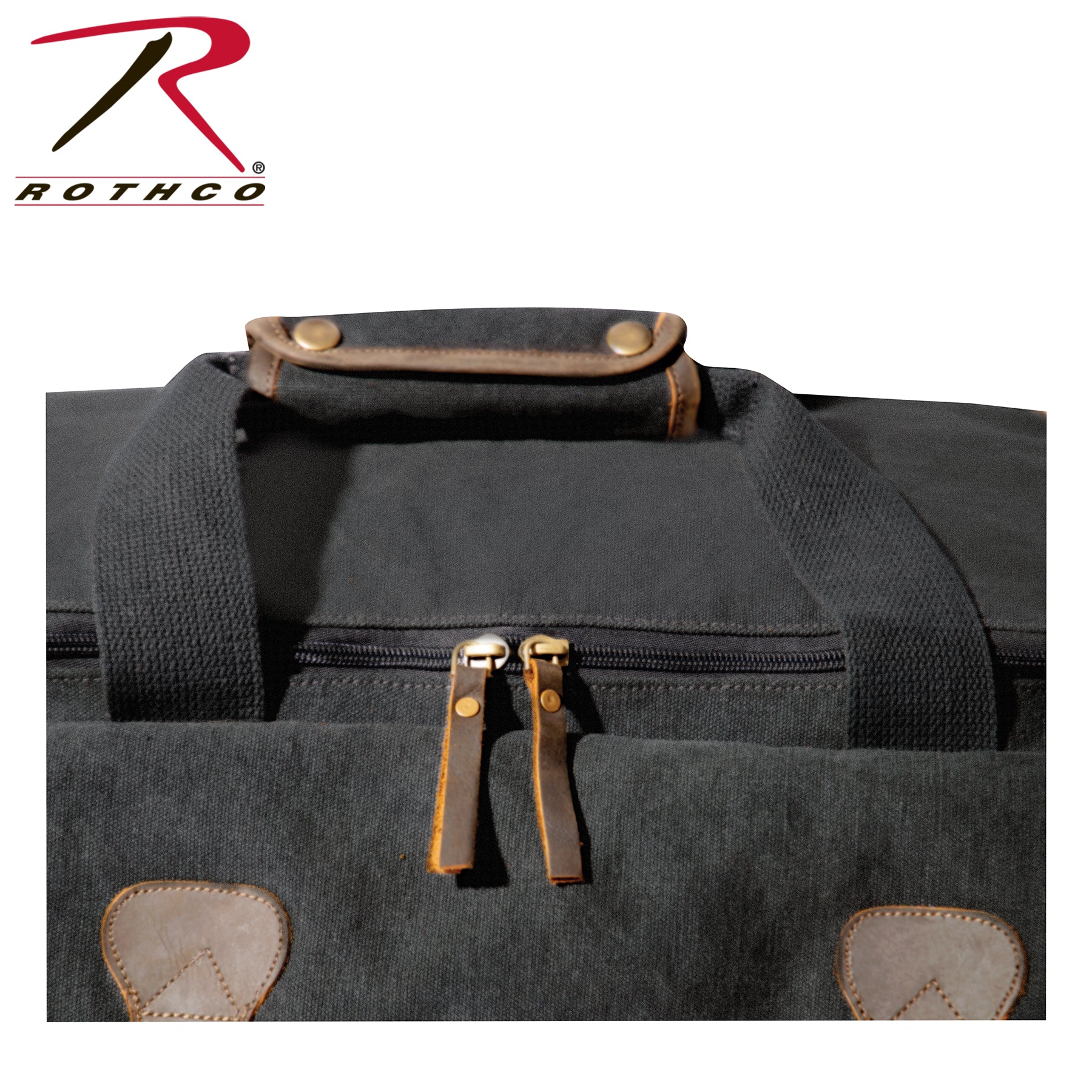 Rothco Canvas Long Weekend Bag Charcoal Grey – Durable Travel Duffel with Leather Accents