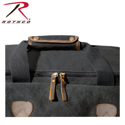 Rothco Canvas Long Weekend Bag Charcoal Grey – Durable Travel Duffel with Leather Accents