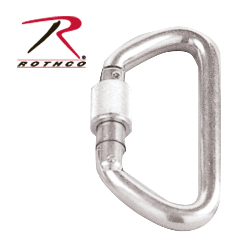 Rothco Locking D Carabiner Silver - Heavy-Duty Aluminum Gear Clip with Screwgate Locking Mechanism