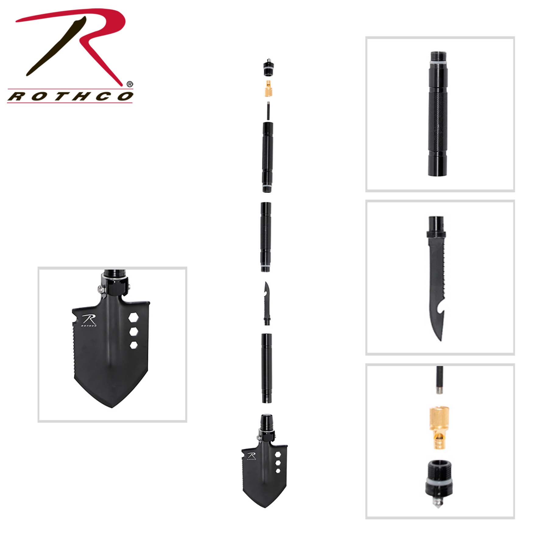 Rothco 8-in-1 Multi-Tool Survival Shovel with Stainless Steel Construction