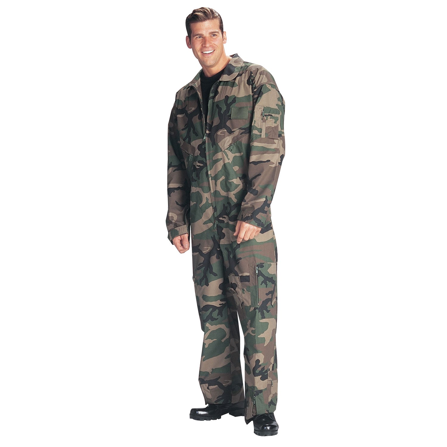 Rothco Flightsuit Woodland Camo Size 4XL – Military Style Combat Coveralls with Ample Storage