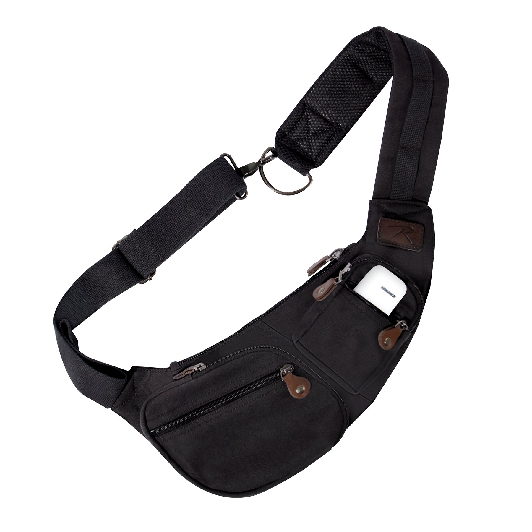 Rothco Vintage Canvas Crossbody Sling Bag Black – Compact Travel and Everyday Carry Solution