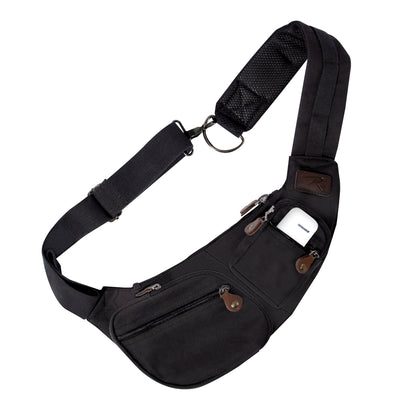 Rothco Vintage Canvas Crossbody Sling Bag Black – Compact Travel and Everyday Carry Solution