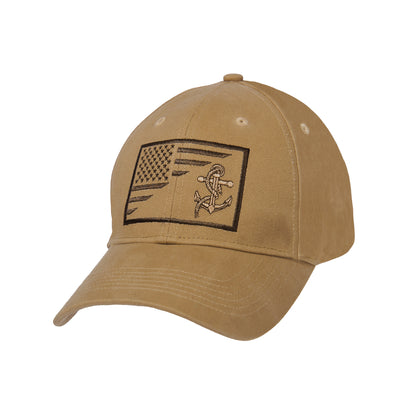 Rothco US Navy Anchor & Flag Low Profile Cap - Coyote Brown, Part 10157