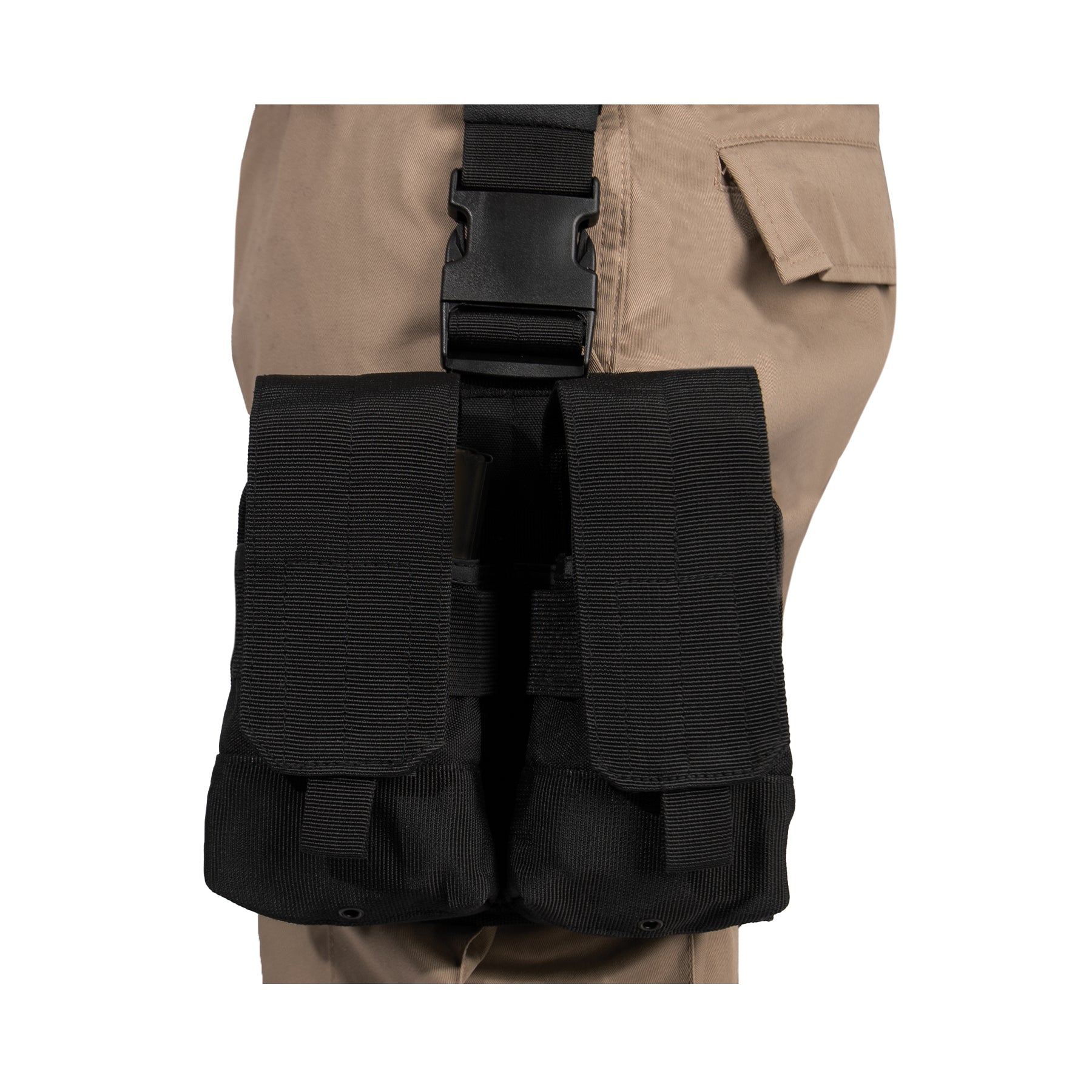 Rothco Drop Leg Double Mag Pouch Black - Military Rifle Magazine Holder Part 10790