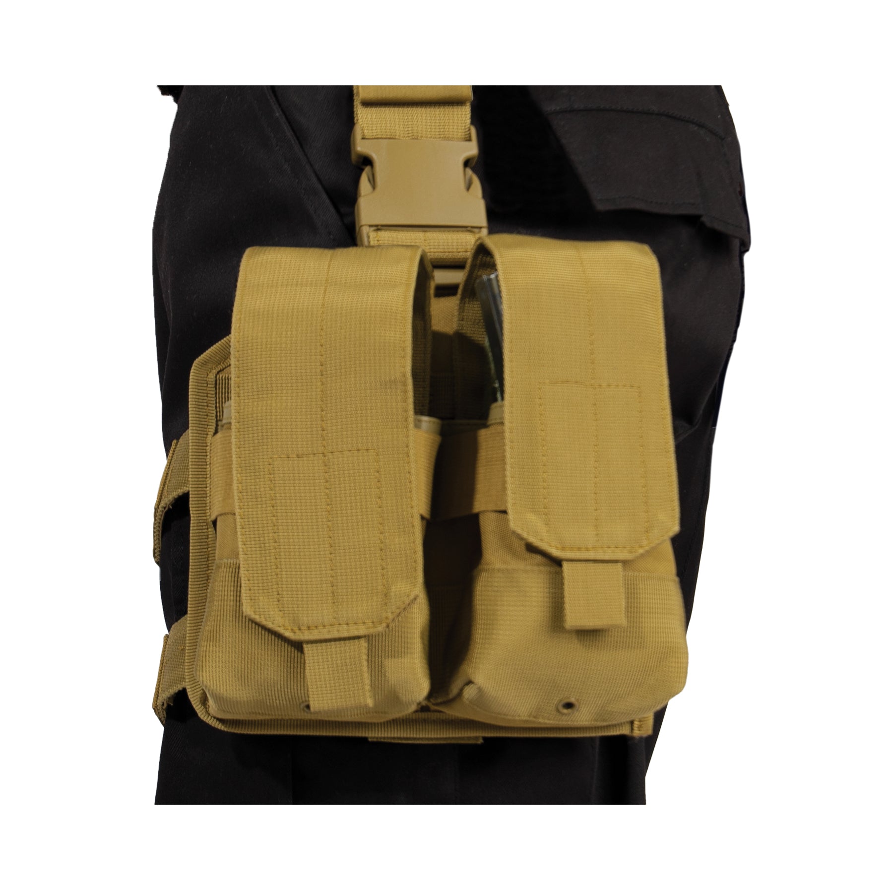 Rothco Drop Leg Double Mag Pouch in Coyote Brown – Military Tactical Ammo Carrier Part #10791