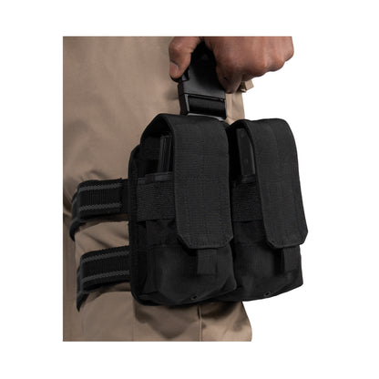 Rothco Drop Leg Double Mag Pouch Black - Military Rifle Magazine Holder Part 10790