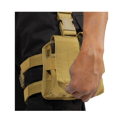 Rothco Drop Leg Double Mag Pouch in Coyote Brown – Military Tactical Ammo Carrier Part #10791
