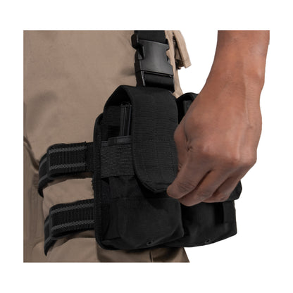 Rothco Drop Leg Double Mag Pouch Black - Military Rifle Magazine Holder Part 10790