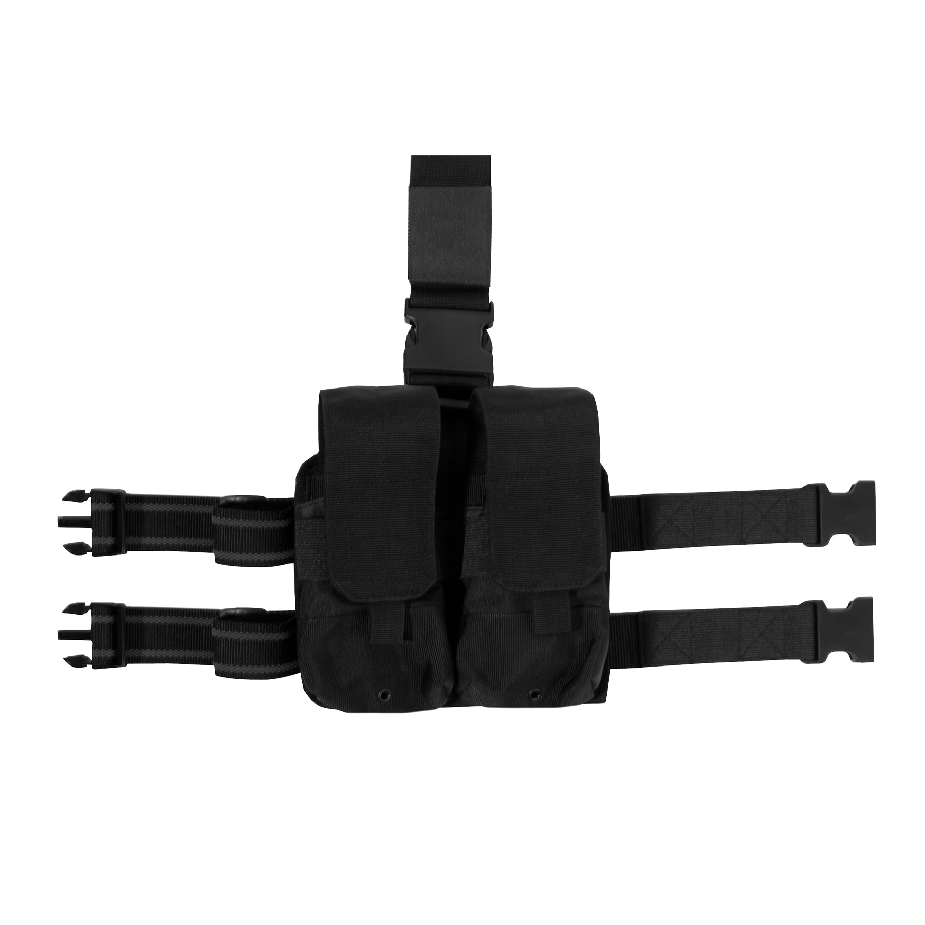 Rothco Drop Leg Double Mag Pouch Black - Military Rifle Magazine Holder Part 10790