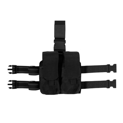 Rothco Drop Leg Double Mag Pouch Black - Military Rifle Magazine Holder Part 10790