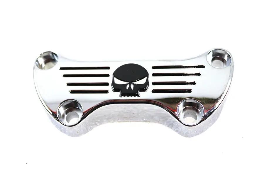 MCM Skull Riser Top Clamp Chrome with Long Skirt for Harley Davidson FX 1973-1982 by MCM