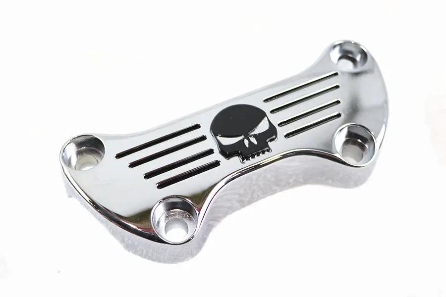 MCM Skull Riser Top Clamp Chrome with Long Skirt for Harley Davidson FX 1973-1982 by MCM