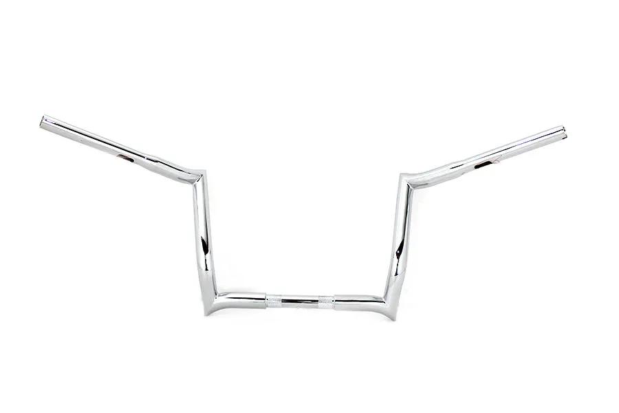 MCM 12 inch Z-Bar Handlebar without Indents Chrome for Harley Davidson FLT by MCM