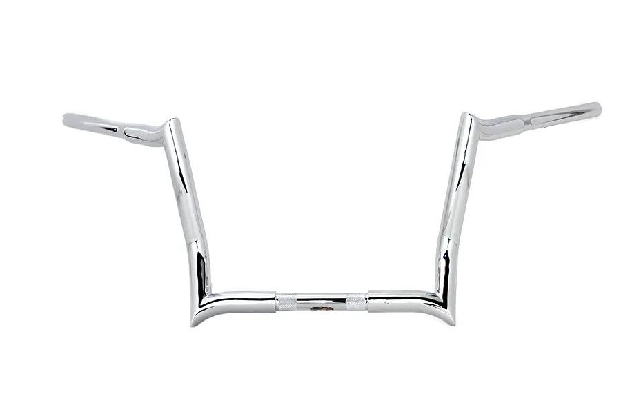 MCM 12 inch Z-Bar Handlebar without Indents Chrome for Harley Davidson FLT by MCM