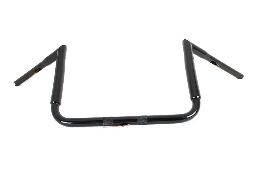 MCM 20246B 12 Inch Black ChiZeled Z-Bar Handlebar for Harley Davidson FLH Models by MCM