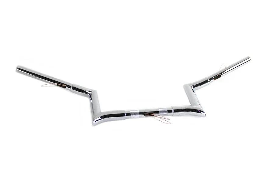 MCM 20280 8 Inch Chrome Z-Bar Handlebar with Indents for Harley Davidson Motorcycles by MCM