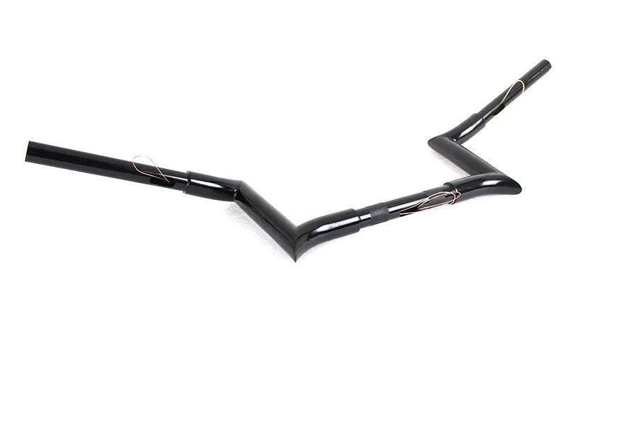 MCM 8 Inch Black Z-Bar Handlebar with Indents for Harley Davidson Models by MCM