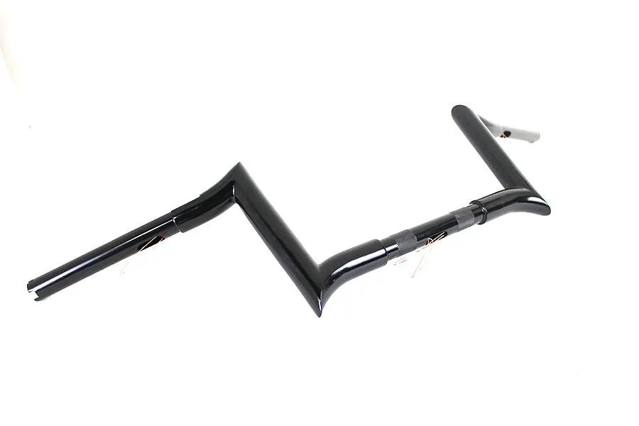 MCM 8 Inch Black Z-Bar Handlebar with Indents for Harley Davidson Models by MCM