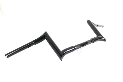 MCM 8 Inch Black Z-Bar Handlebar with Indents for Harley Davidson Models by MCM