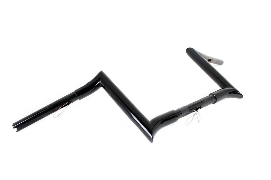 MCM 20281B 10-Inch Black Z-Bar Handlebar with Indents for Harley Davidson Models by MCM