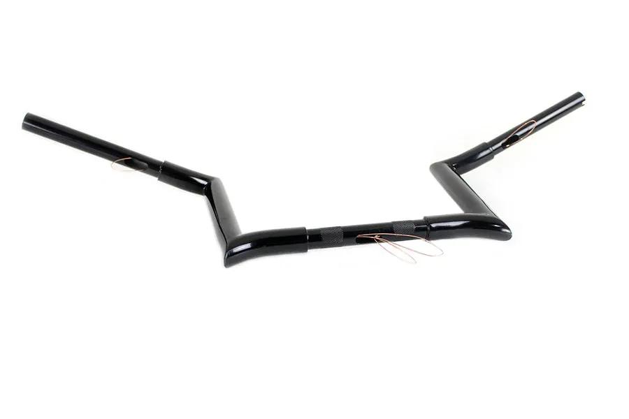 MCM 20281B 10-Inch Black Z-Bar Handlebar with Indents for Harley Davidson Models by MCM