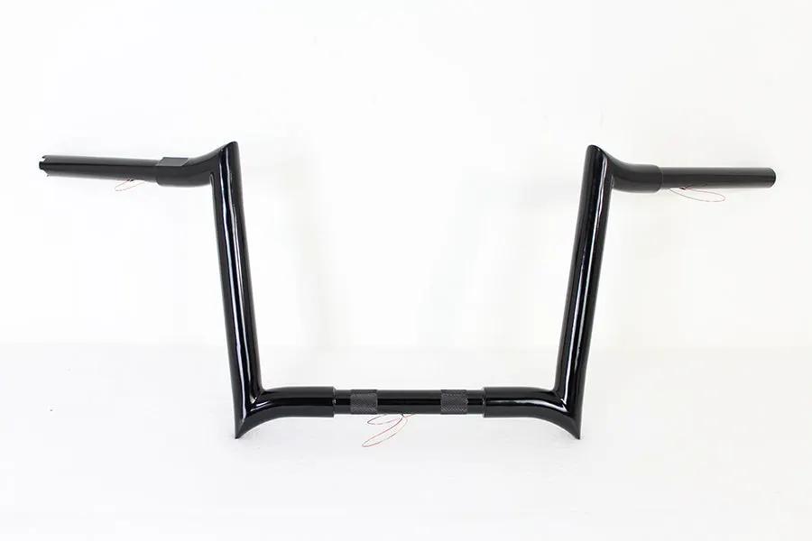 MCM 20282B 12 Inch Black Z-Bar Handlebar with Indents for Harley Davidson by MCM