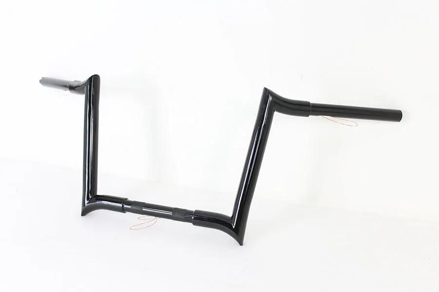 MCM 20282B 12 Inch Black Z-Bar Handlebar with Indents for Harley Davidson by MCM
