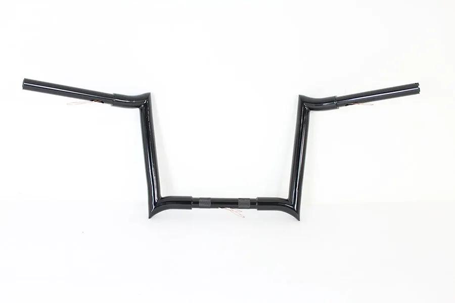 MCM 20282B 12 Inch Black Z-Bar Handlebar with Indents for Harley Davidson by MCM