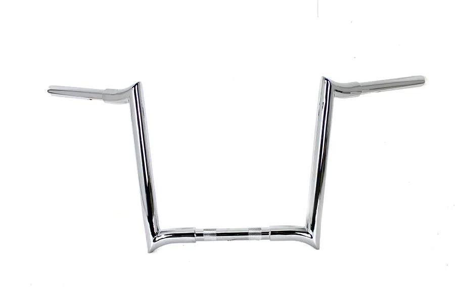 MCM 14 Inch Chrome Z-Bar Handlebar with Indents for Harley Davidson FL, FX, XL Models by MCM