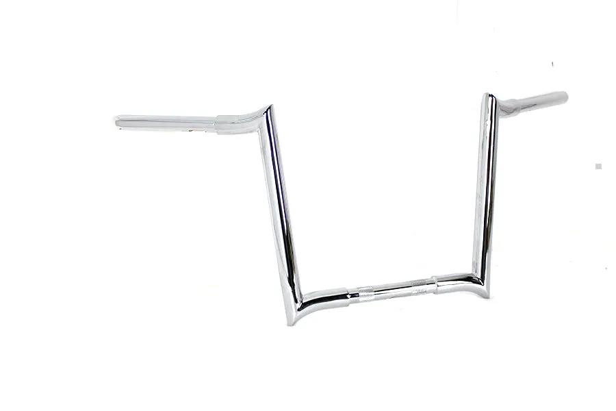 MCM 14 Inch Chrome Z-Bar Handlebar with Indents for Harley Davidson FL, FX, XL Models by MCM
