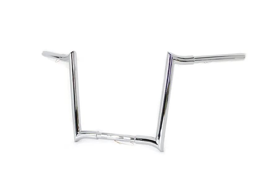 MCM 14 Inch Chrome Z-Bar Handlebar with Indents for Harley Davidson FL, FX, XL Models by MCM