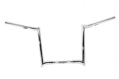 MCM 14 Inch Chrome Z-Bar Handlebar with Indents for Harley Davidson FL, FX, XL Models by MCM