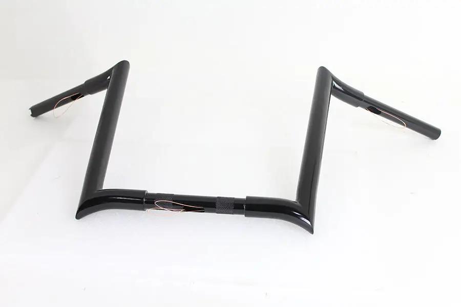 MCM 20283B 14-Inch Black Z-Bar Handlebar with Indents for Harley Davidson by MCM