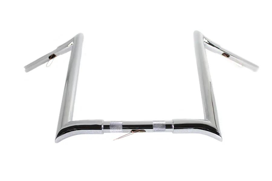 MCM 16 Inch Chrome Z-Bar Handlebar with Indents for Harley Davidson Motorcycles by MCM