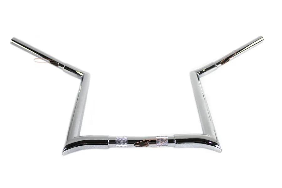 MCM 16 Inch Chrome Z-Bar Handlebar with Indents for Harley Davidson Motorcycles by MCM