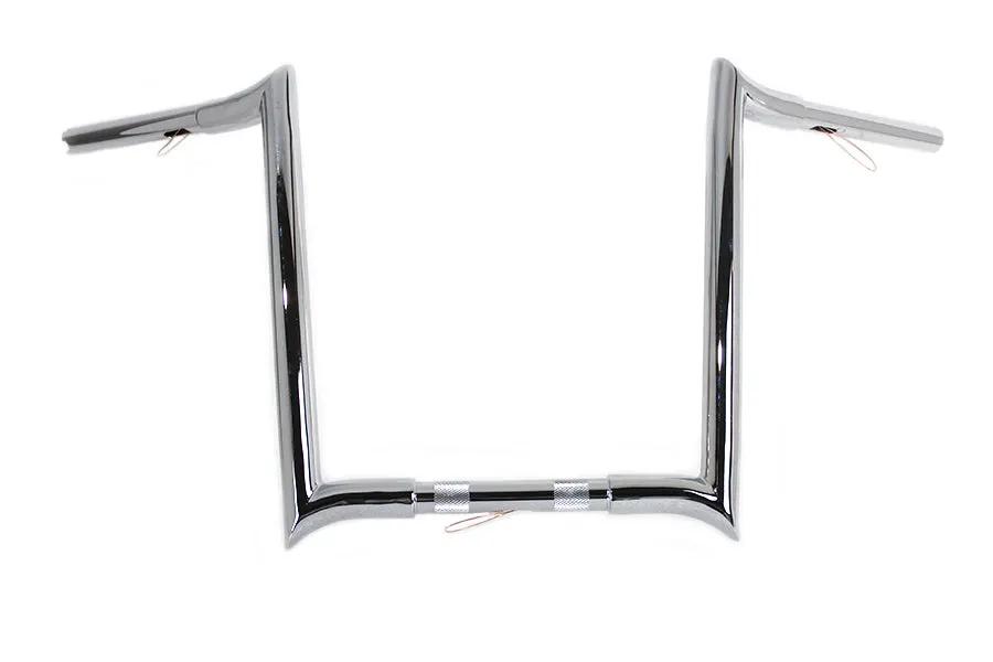 MCM 16 Inch Chrome Z-Bar Handlebar with Indents for Harley Davidson Motorcycles by MCM