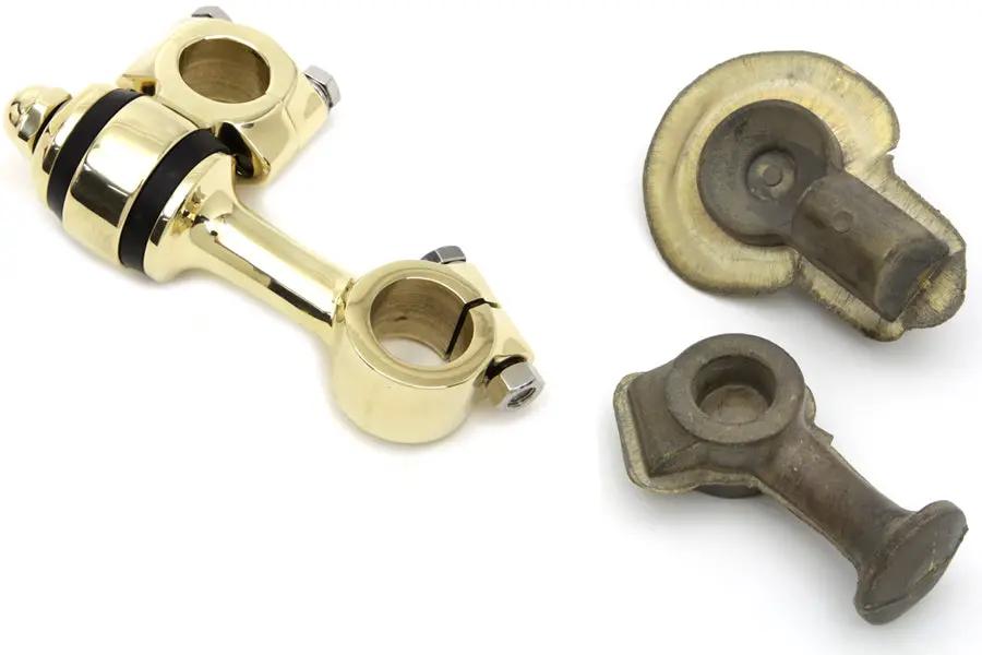 MCM Polished Brass Flanders Riser Set for Harley Davidson FL and G Models by MCM