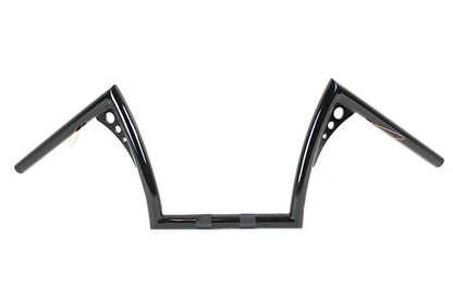 MCM 10 Inch Z-Bar Handlebar with Wiring Indents and Holes for Harley Davidson - Black by MCM