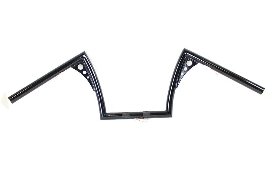 MCM 10 Inch Z-Bar Handlebar with Wiring Indents and Holes for Harley Davidson - Black by MCM