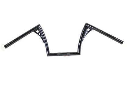 MCM 10 Inch Z-Bar Handlebar with Wiring Indents and Holes for Harley Davidson - Black by MCM