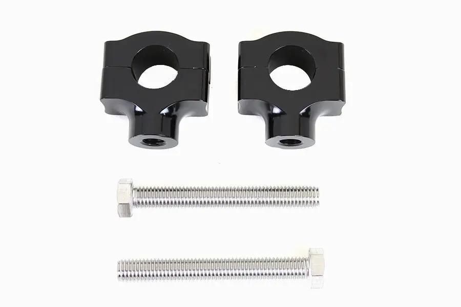 MCM 1 Inch Handlebar Riser Set with Black Aluminum Billet and Contrast Cut Finish by MCM