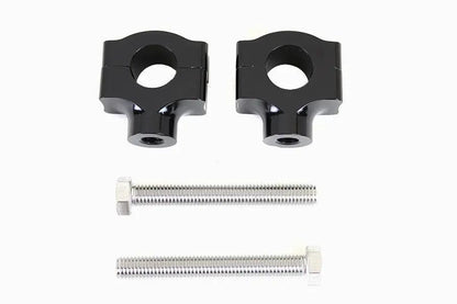 MCM 1 Inch Handlebar Riser Set with Black Aluminum Billet and Contrast Cut Finish by MCM