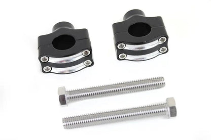 MCM 1 Inch Handlebar Riser Set with Black Aluminum Billet and Contrast Cut Finish by MCM