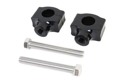 MCM 1 Inch Handlebar Riser Set with Black Aluminum Billet and Contrast Cut Finish by MCM