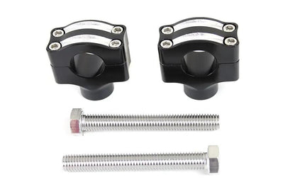 MCM 1 Inch Handlebar Riser Set with Black Aluminum Billet and Contrast Cut Finish by MCM