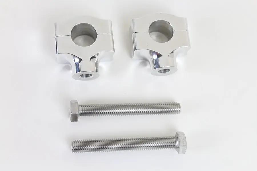 MCM H57-6087C 1 Inch Handlebar Riser Set Polished Aluminum with Contrast Cut Finish by MCM