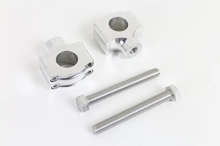 MCM H57-6087C 1 Inch Handlebar Riser Set Polished Aluminum with Contrast Cut Finish by MCM