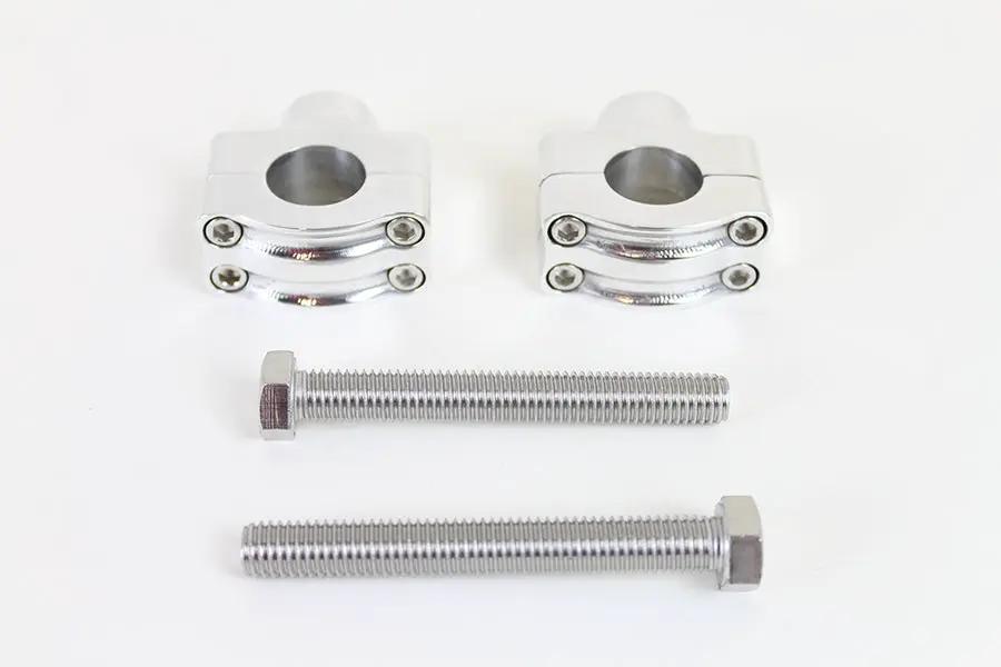 MCM H57-6087C 1 Inch Handlebar Riser Set Polished Aluminum with Contrast Cut Finish by MCM